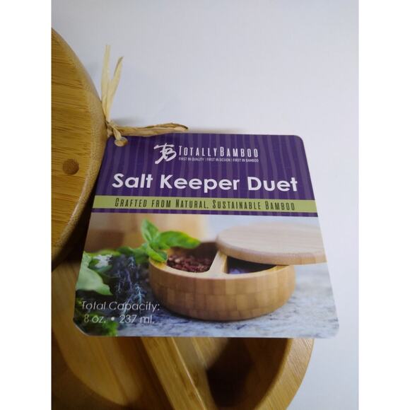 Totally Bamboo Salt Keeper Bowl Duet Salt and Pepper Wood New Unused Wooden - Picture 5 of 6